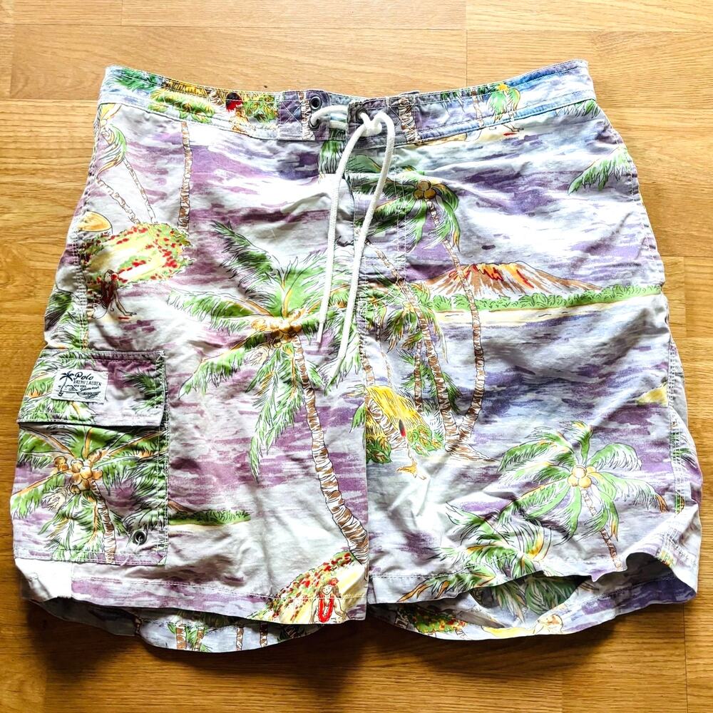 VINTAGE AOP POLO RALPH LAUREN SWIM SHORTS MEDIUM 34-36